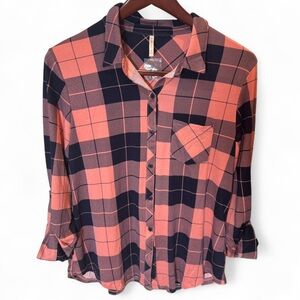 DNA Couture Pink and Navy Plaid Shirt